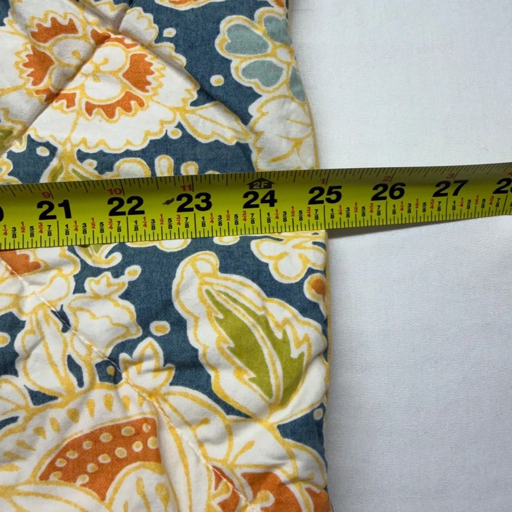 Pottery Barn Maggie Floral Euro Sham Pair Blue Orange Cottage Grandmillennial